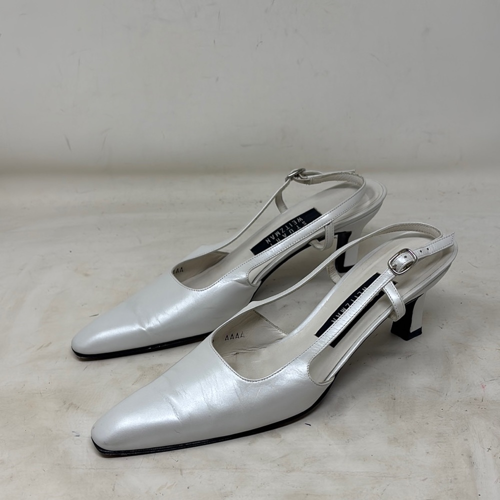 Stuart Weitzman White Slingback Heels size 9